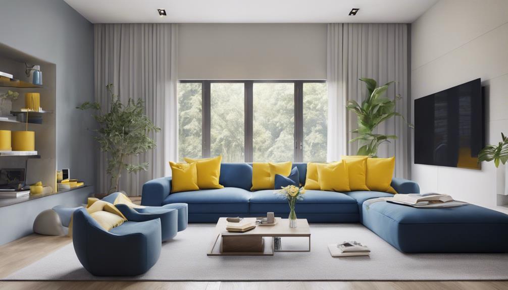 blue and yellow decor