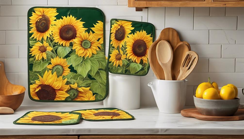 textile sunflower pot holders