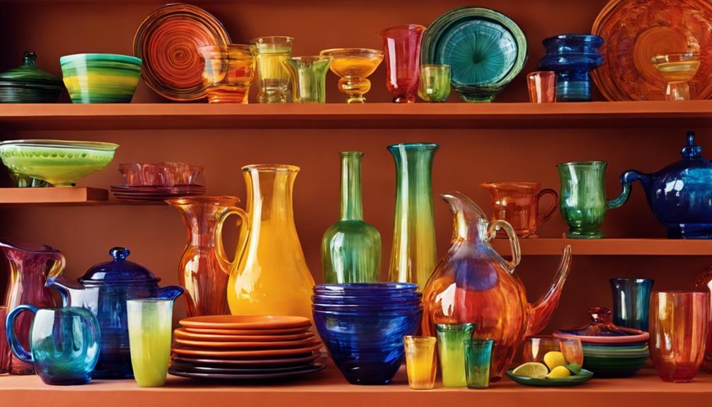 vibrant glassware collection display