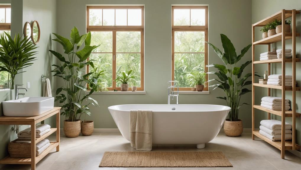 bathroom oasis with light sage