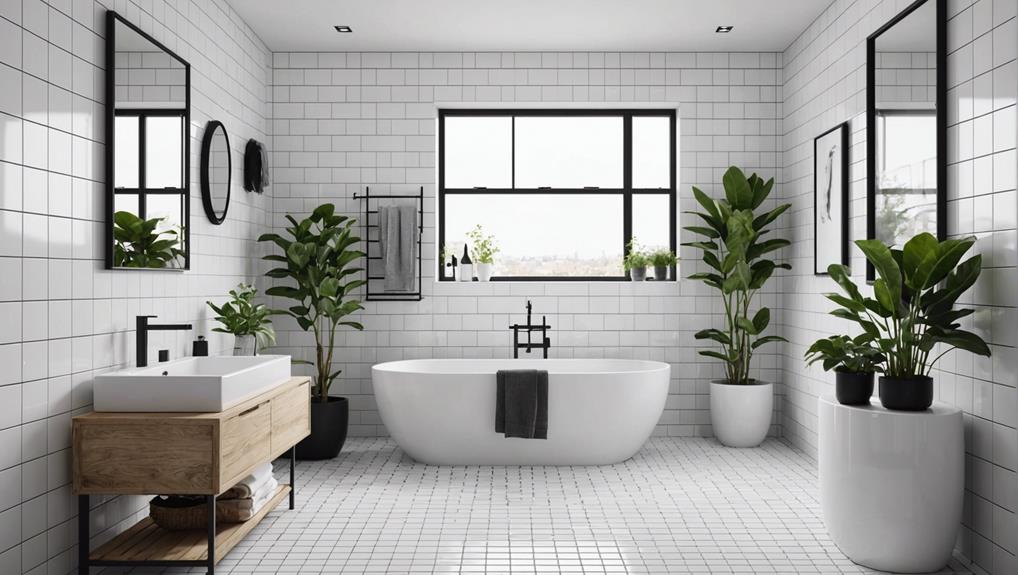 contrasting white tile designs