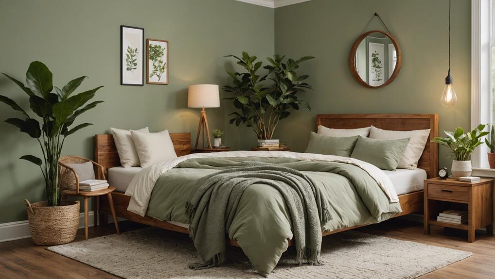 cozy sage green bedroom