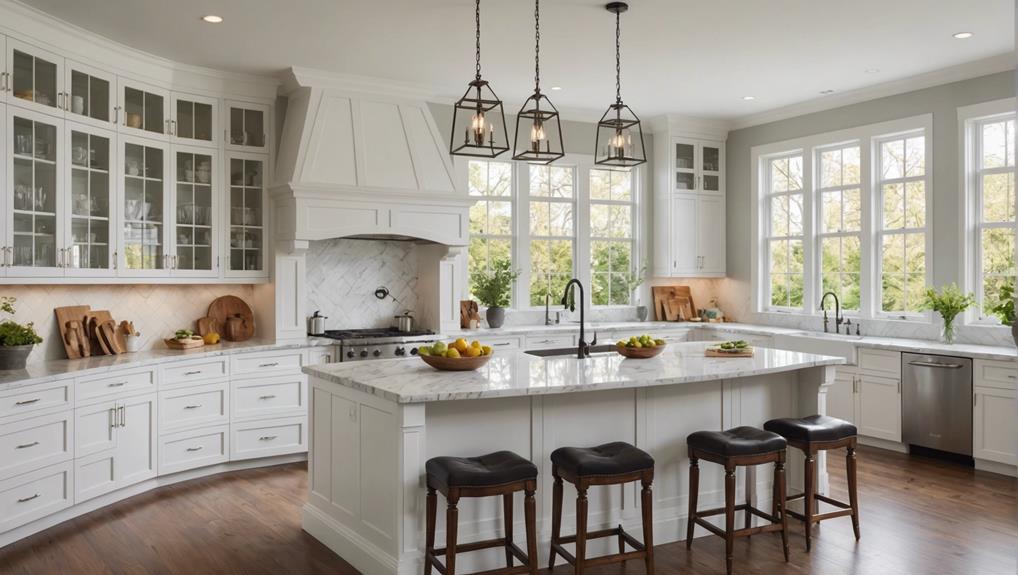 elegant white cabinets contrast