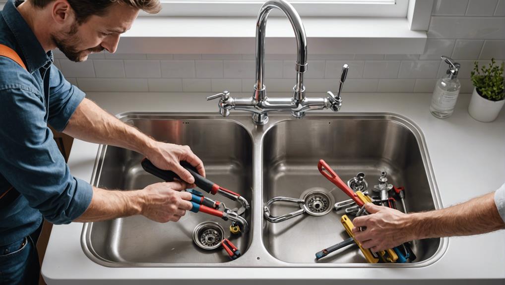 installing double kitchen sinks