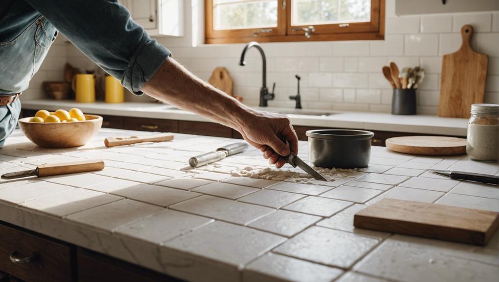 installing white tile countertops