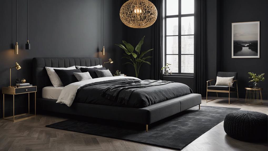 matte black bedroom design