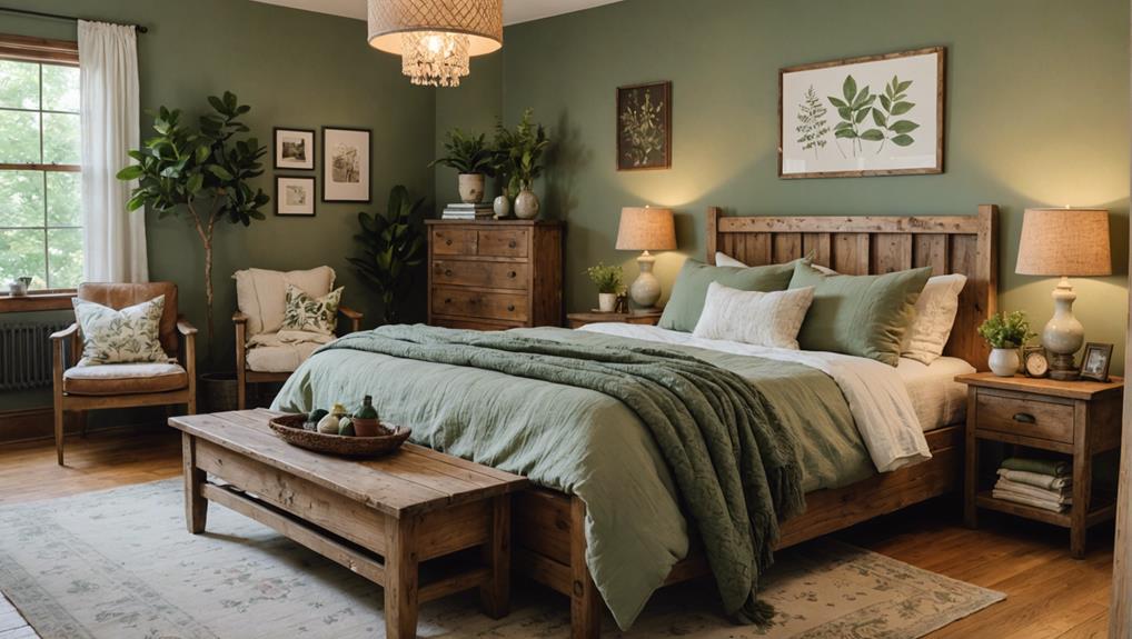 rustic sage green bedroom