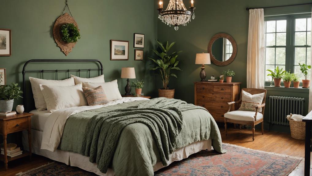 rustic sage green bedroom