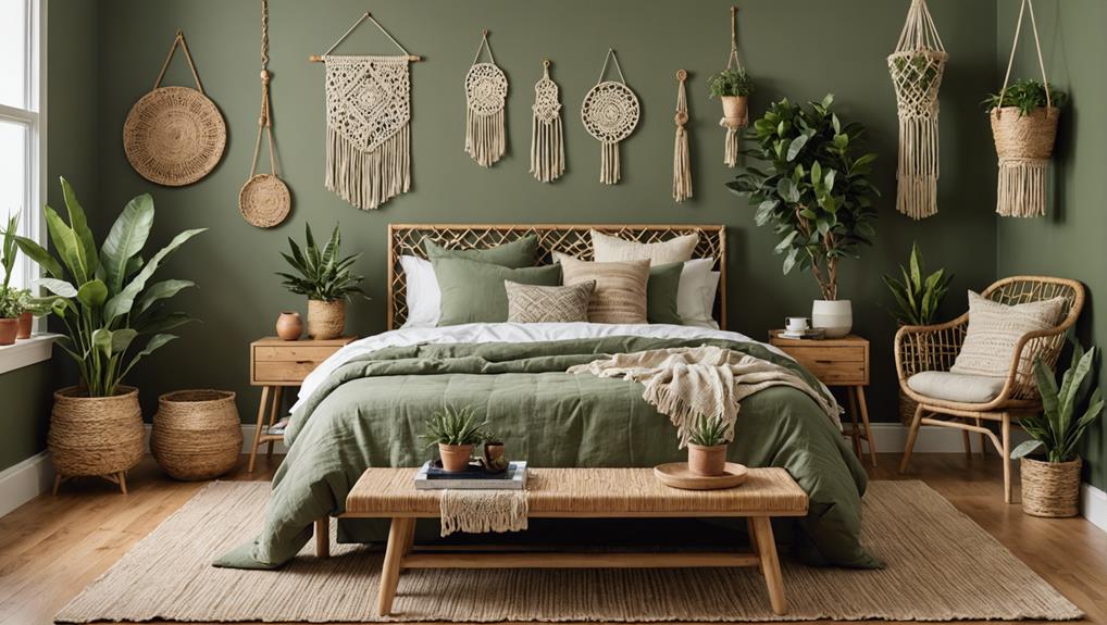 sage green boho bedroom