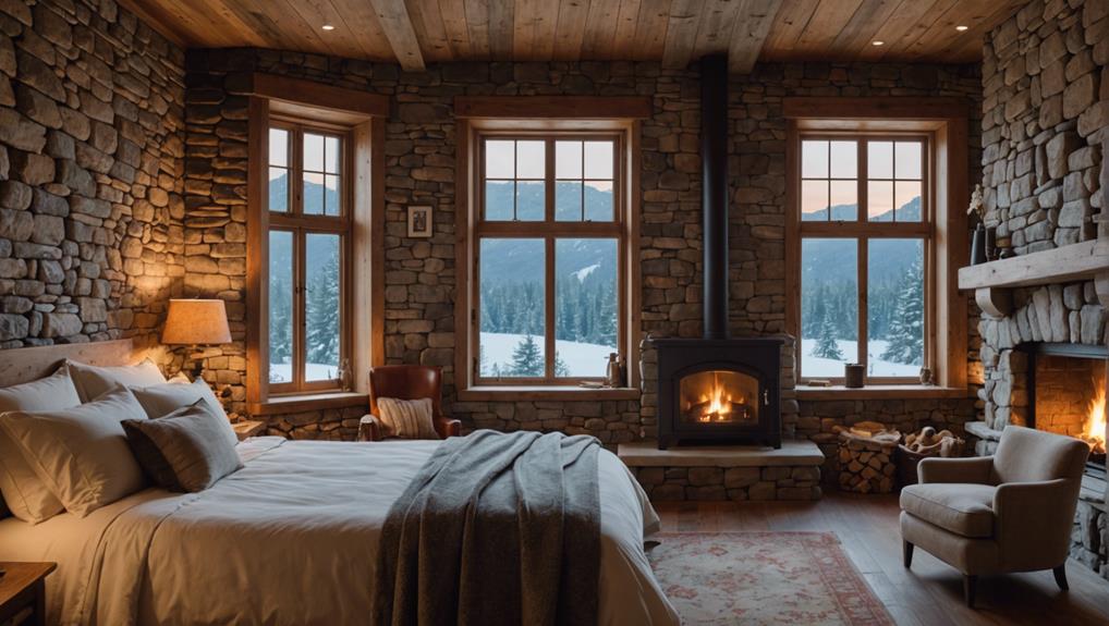 warm bedroom with fireplace