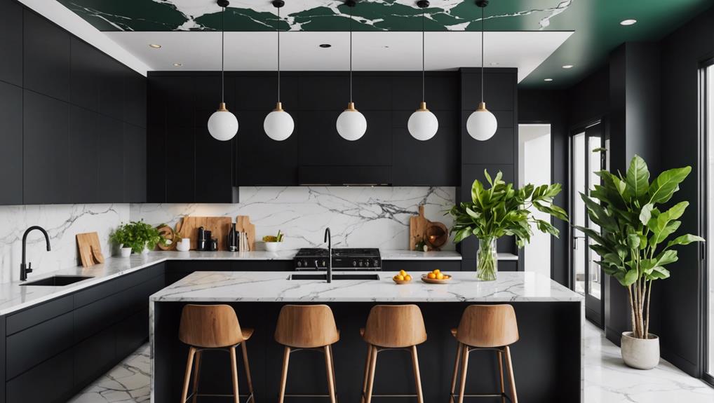 black ceiling kitchen design