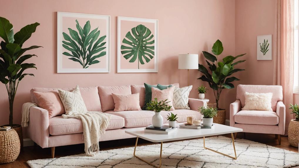 budget friendly pink living room