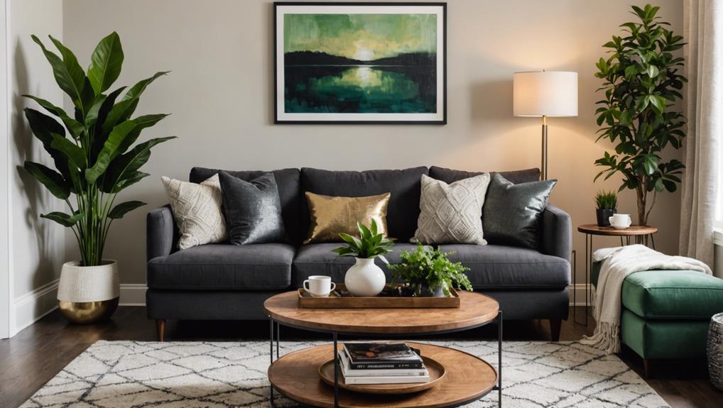 charcoal living room styling