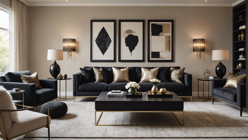 chic beige black living