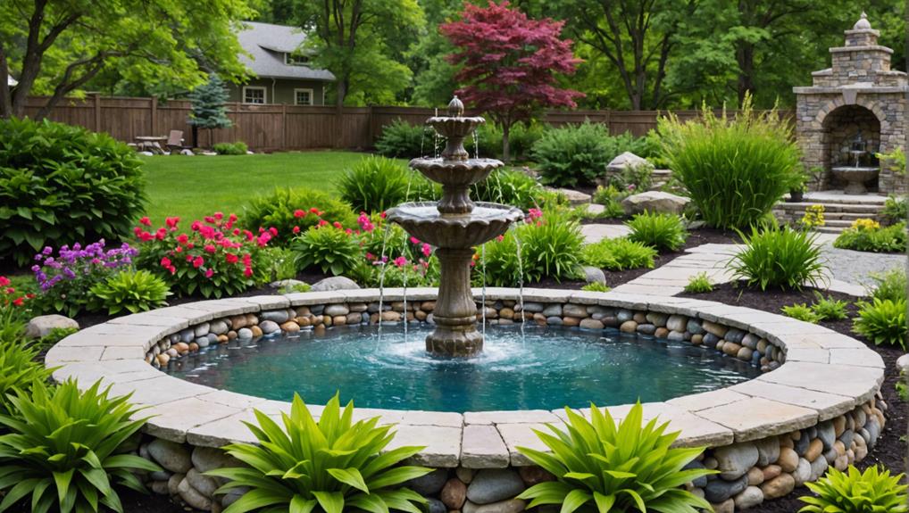 create tranquil outdoor fountain