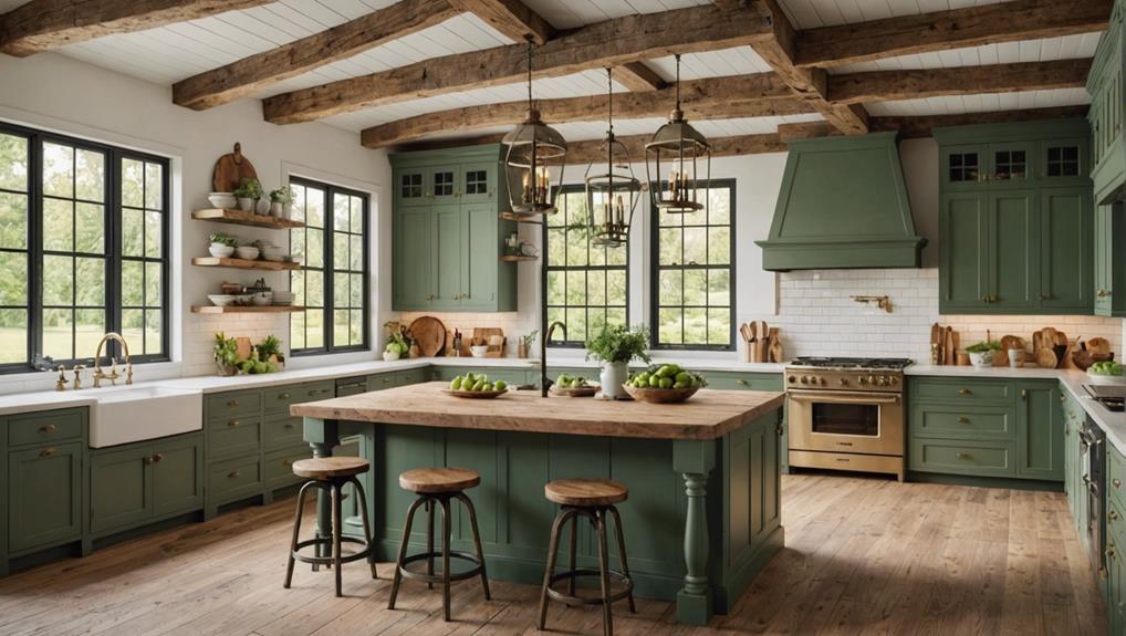 farmhouse sage green islands