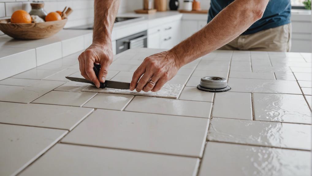 kitchen white tile countertops