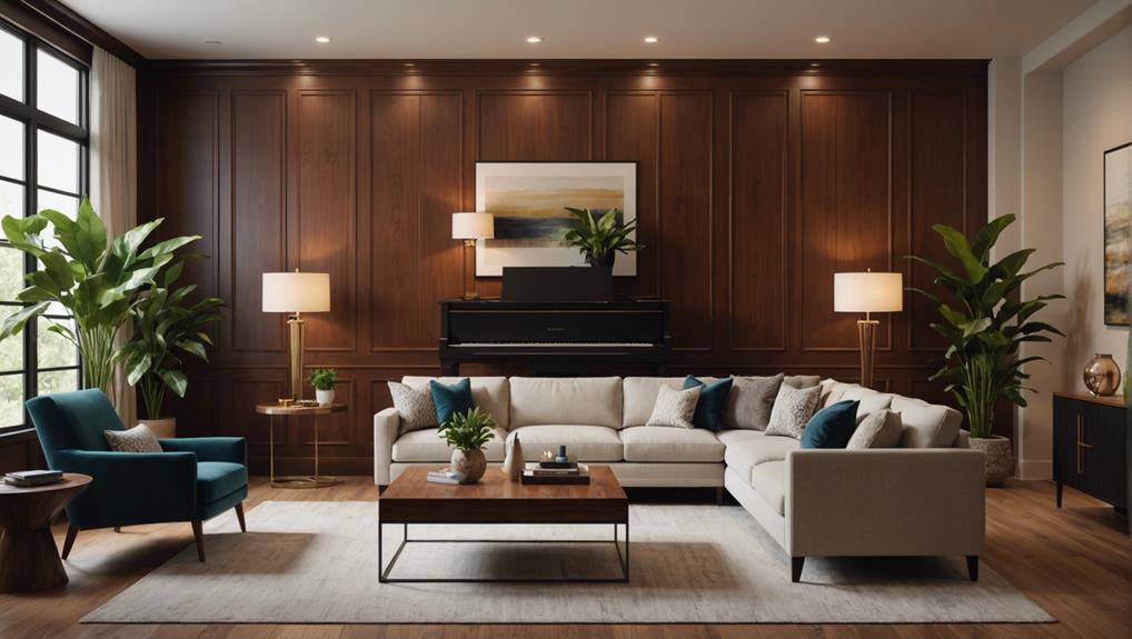 living room wood paneling