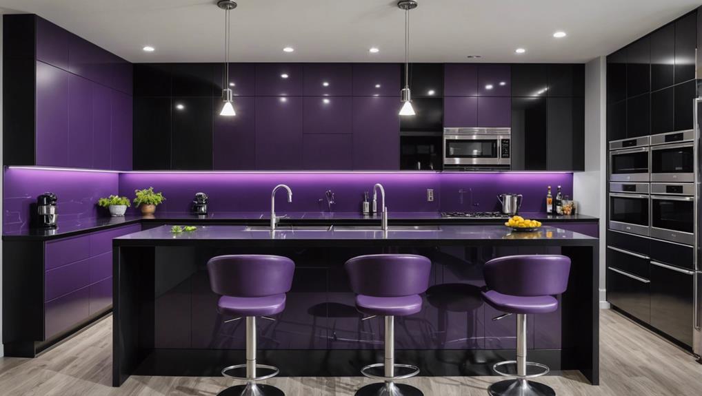 purple and black kitchen