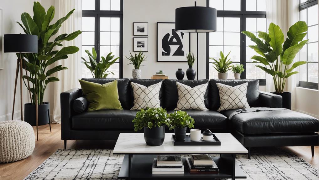 styling black leather sofa