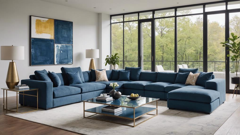 stylish blue sectional furnishings