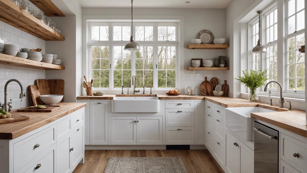 white kitchen butcher block