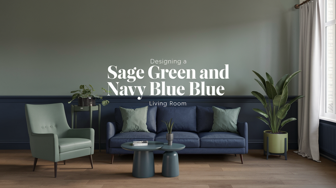 sage green and blue living room