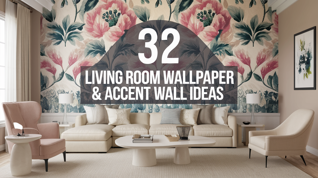 32 Colourful Living Room Wallpaper & Accent Wall Ideas