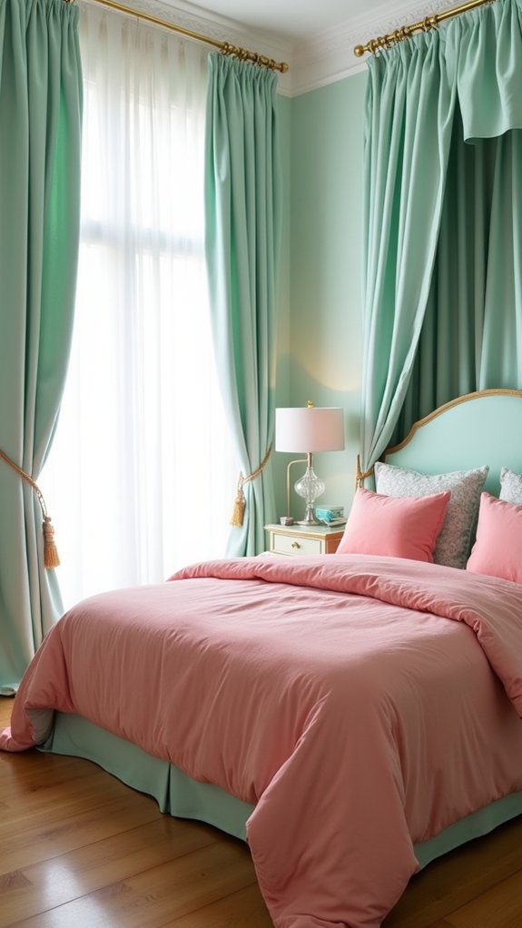 satin seafoam salmon hues