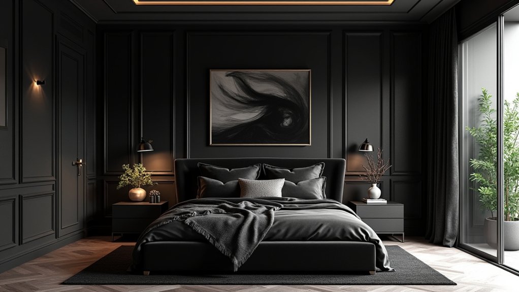 sleek black bedroom designs