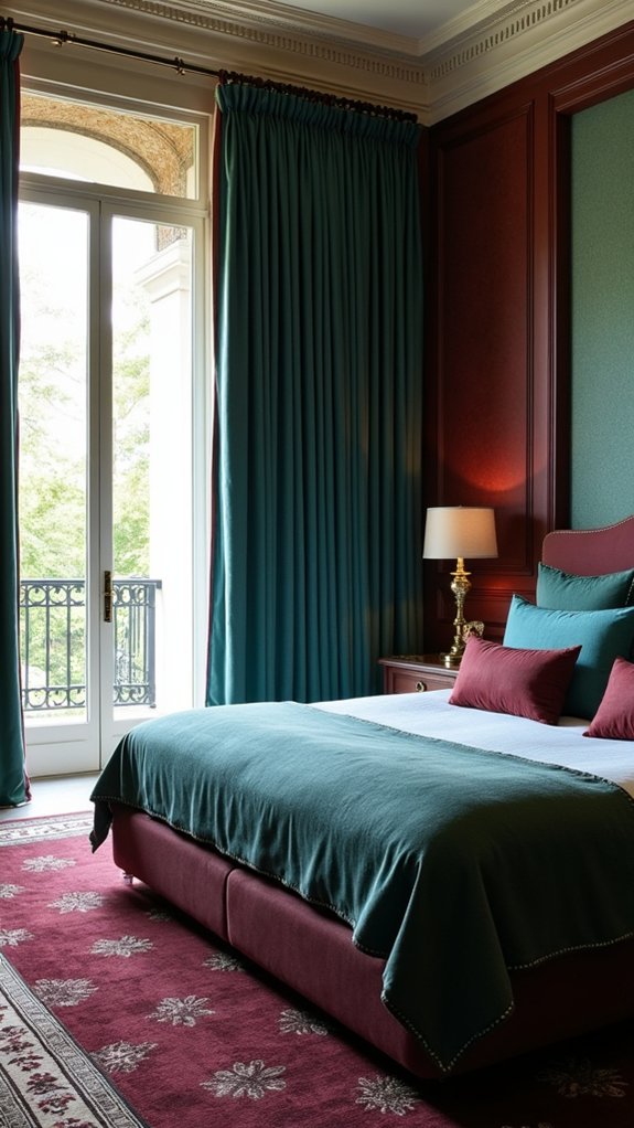 teal and burgundy decor harmony