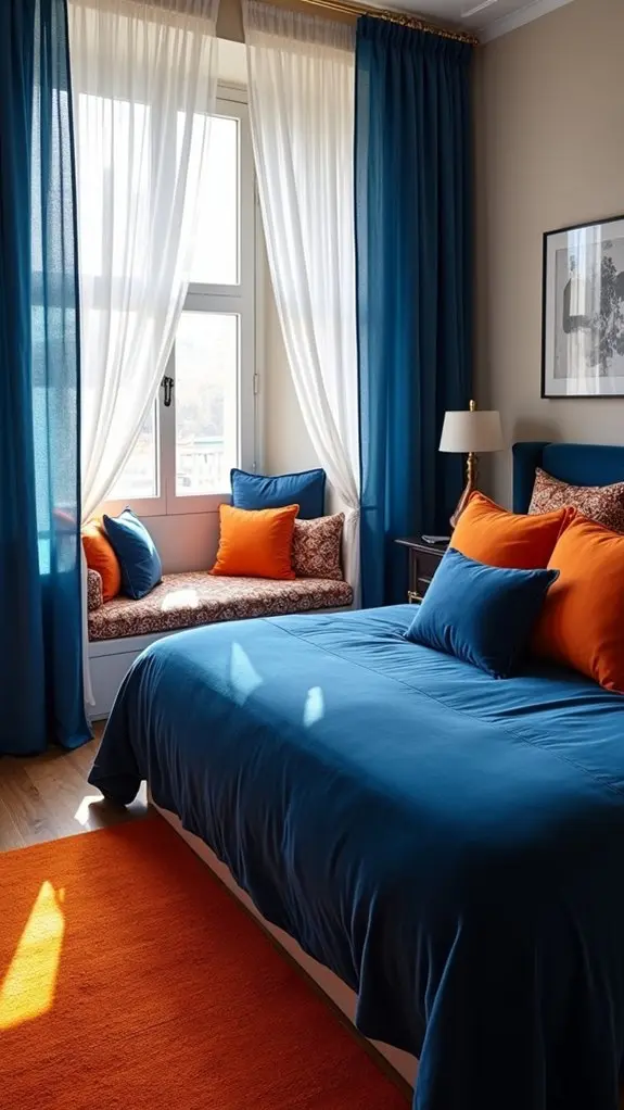 textile design blue orange